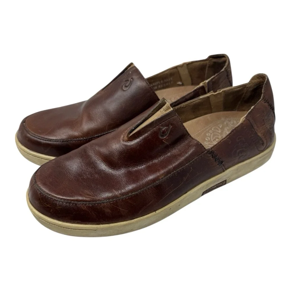 OluKai 🔥Kama'aina‎ 🤑Classic Slip-On Loafer Tooled Leather 9 Shoes Rare Sample
